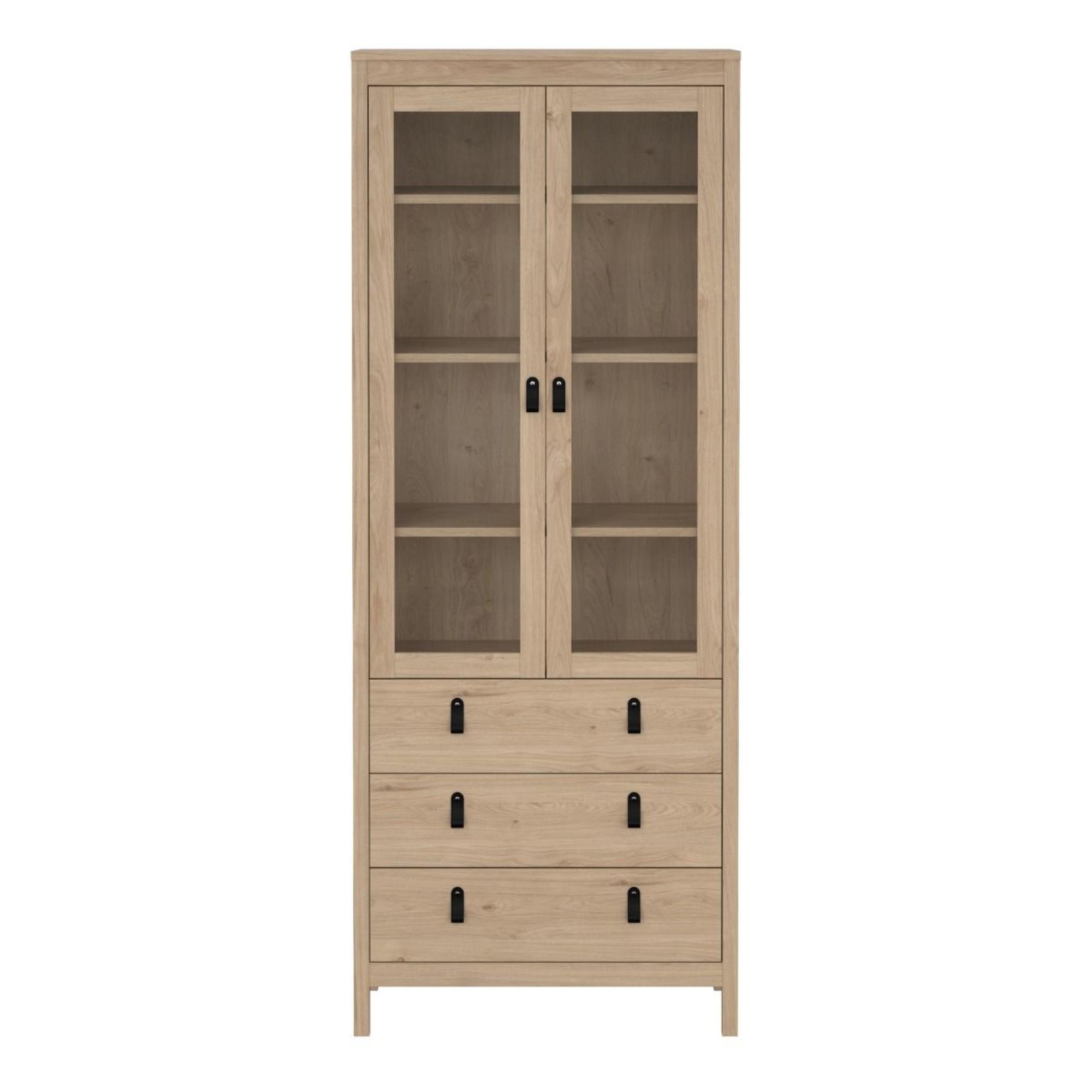 Barcelona Jackson Hickory Oak 3 Drawer Display Cabinet