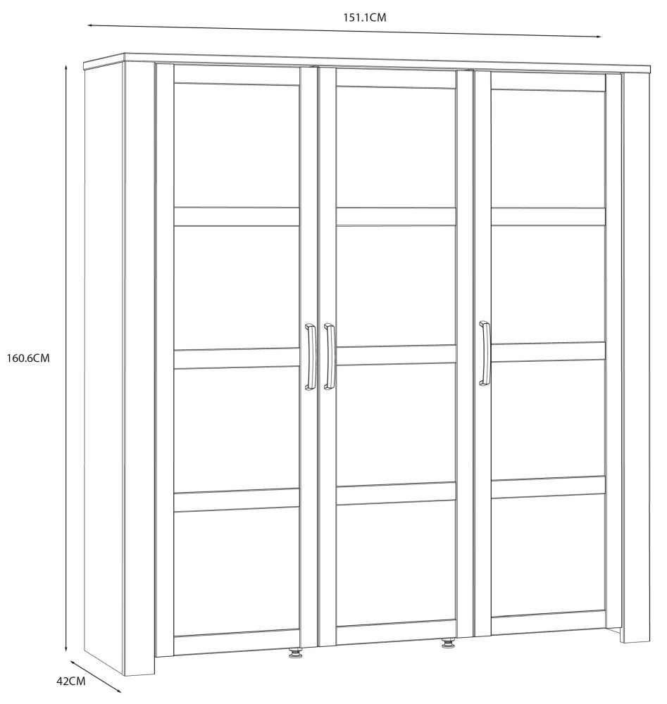 Bohol White 3 Door Large Display Cabinet