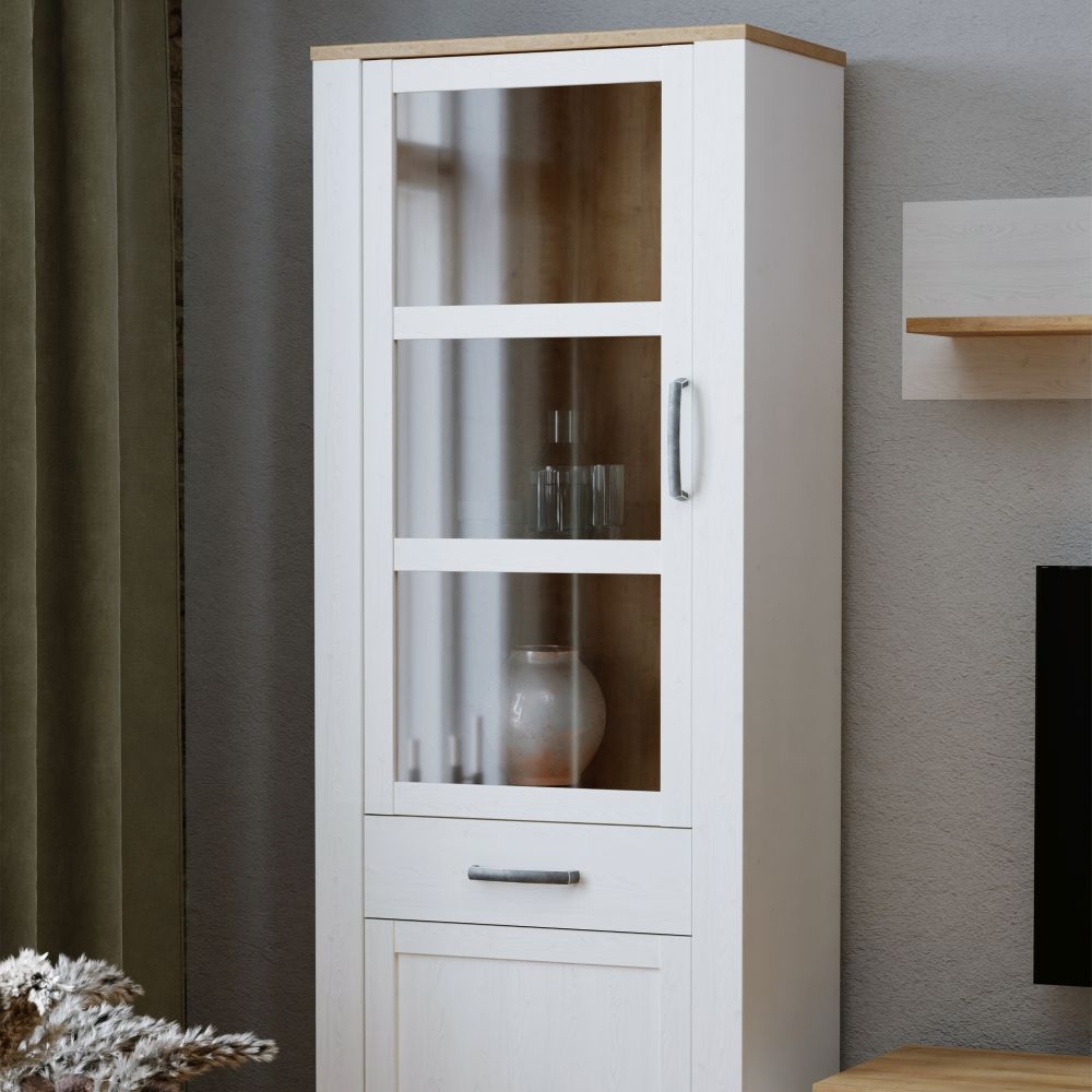 Bohol White Narrow Display Cabinet