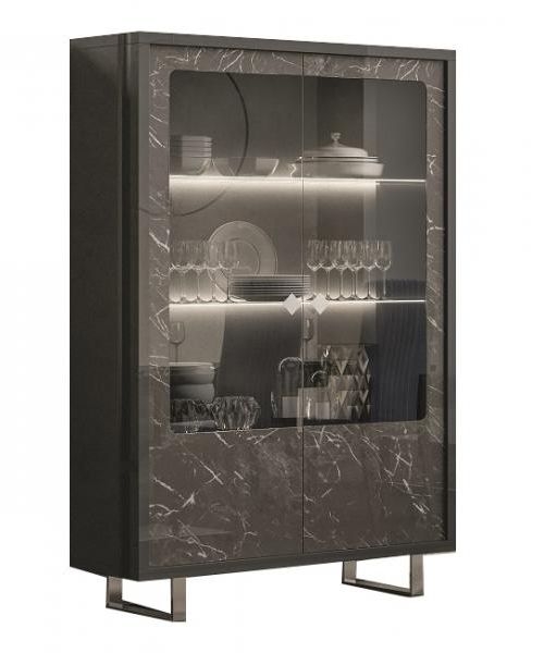 Carvelle Dark Grey 2 Door Display Cabinet