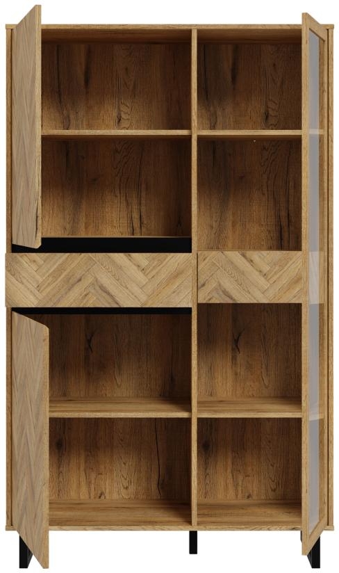 Chevron Oak Effect Display Cabinet