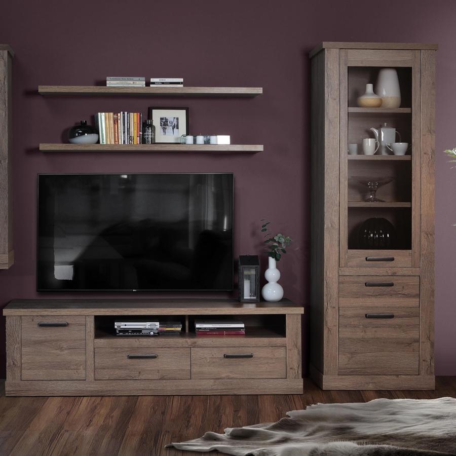Corona Oak Effect Narrow Display Cabinet