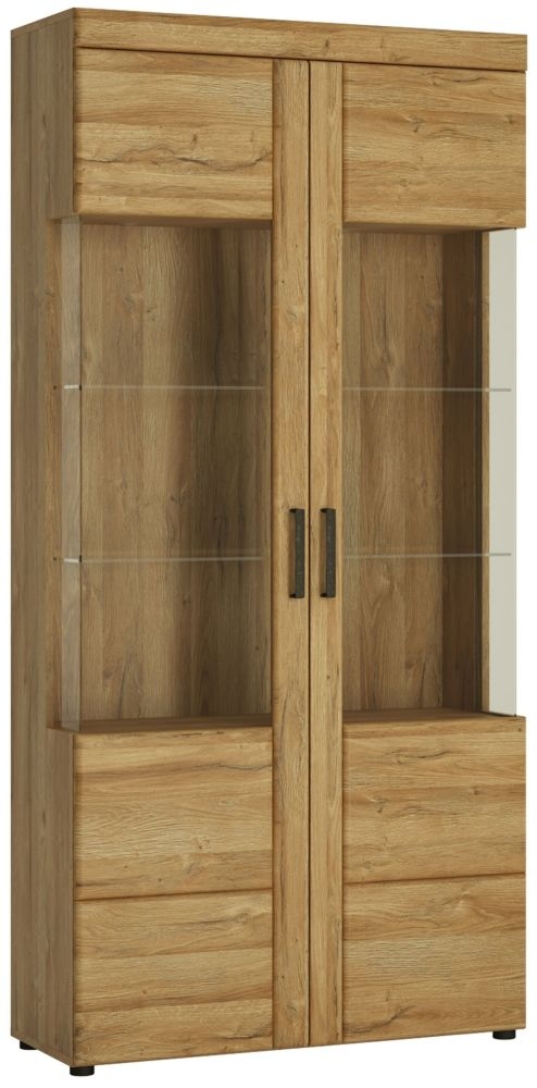 Cortina Oak Effect 2 Door Glazed Display Cabinet