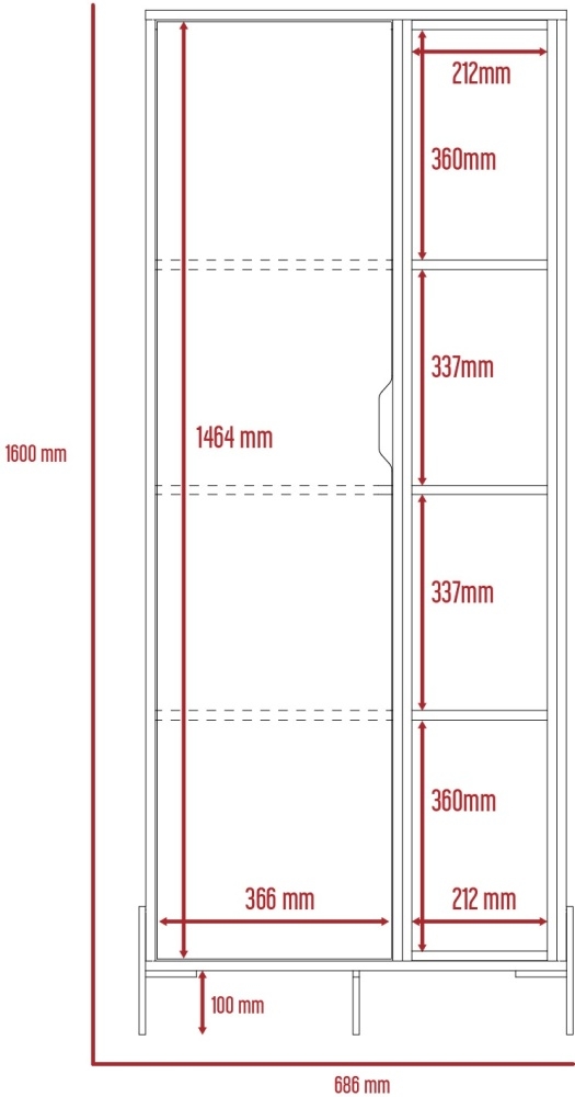 Dallas Display Cabinet - White and Grey