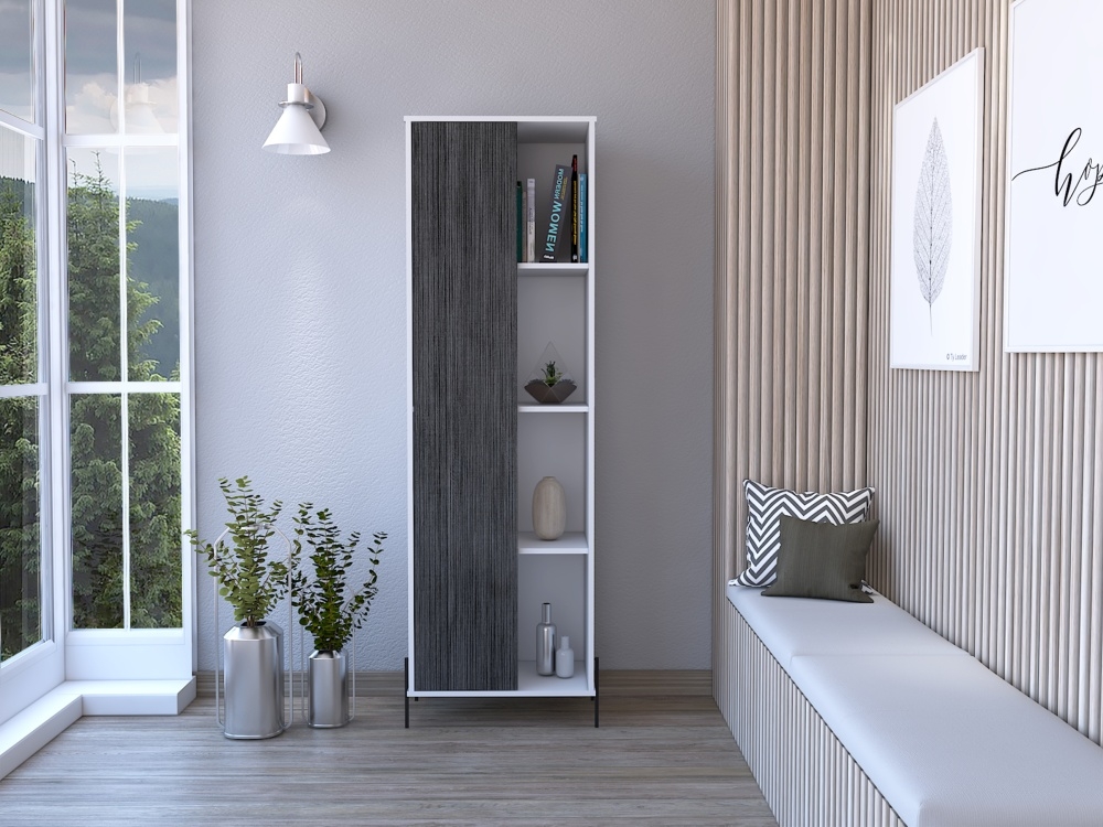 Dallas Tall Display Cabinet - White and Grey