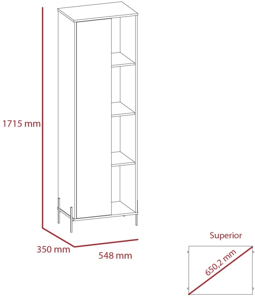 Dallas Tall Display Cabinet - White and Grey