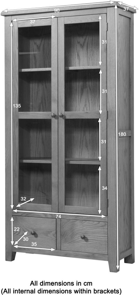 Dorset Display Cabinet - 2 Door - Oak