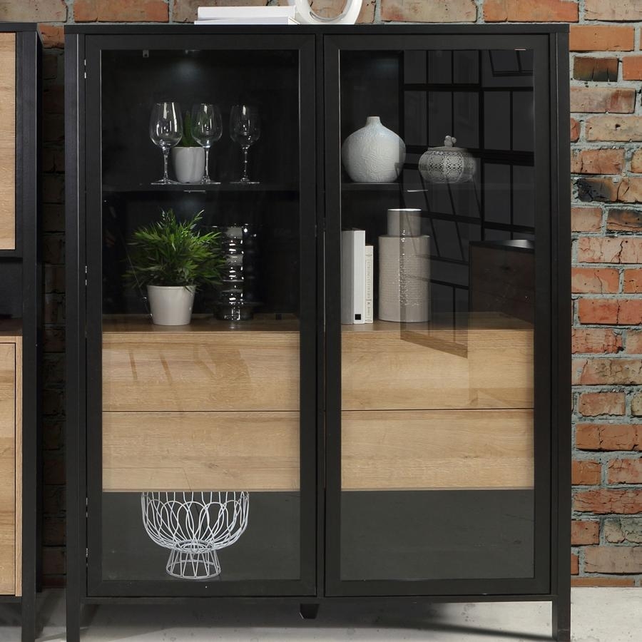 High Rock Black 2 Door Display Cabinet