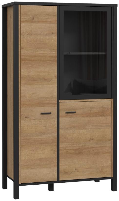 High Rock Oak Effect 3 Door Display Cabinet
