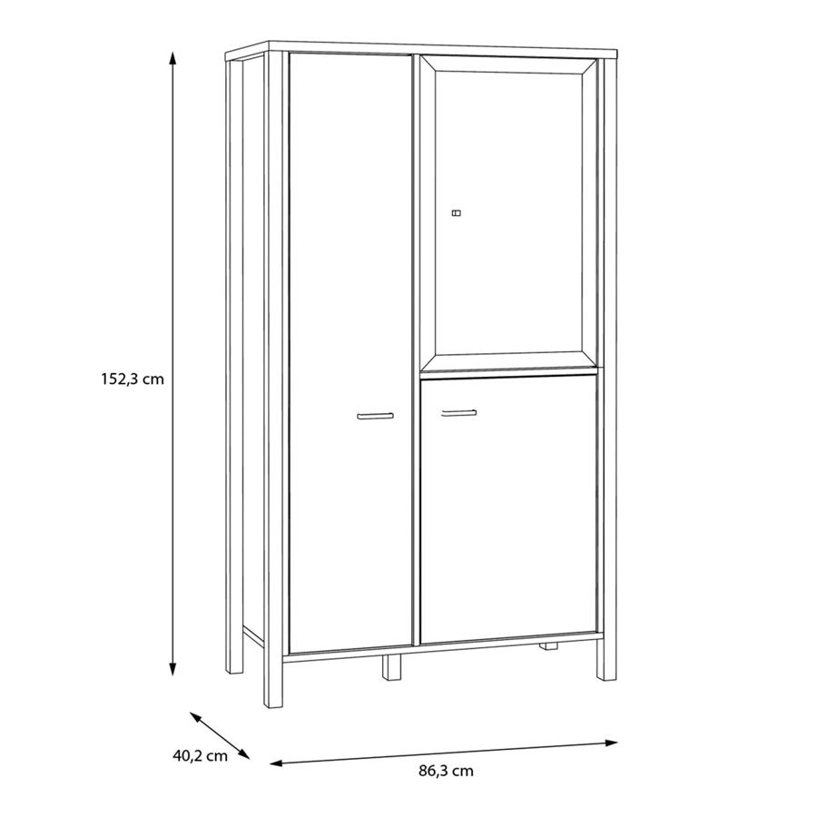 High Rock Oak Effect 3 Door Display Cabinet