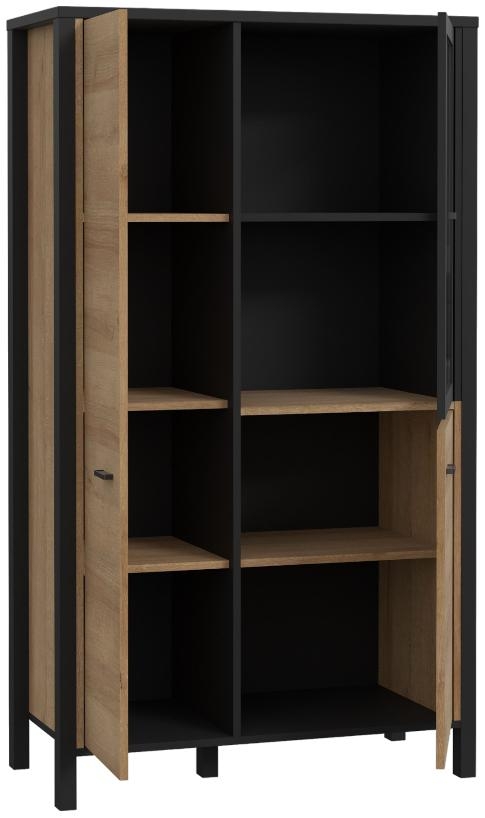 High Rock Oak Effect 3 Door Display Cabinet