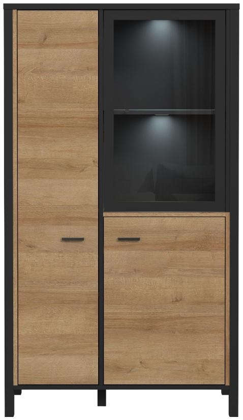 High Rock Oak Effect 3 Door Display Cabinet