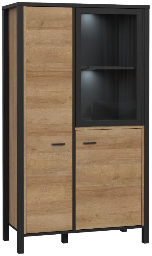 High Rock Oak Effect 3 Door Display Cabinet