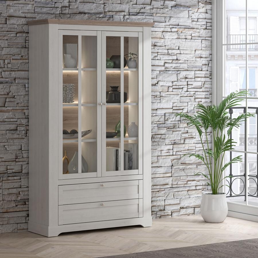 Iloppa Snowy Oak and Oak Nelson Display Cabinet