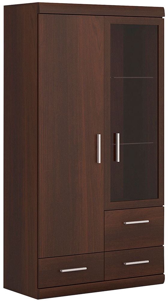Imperial Mahogany Effect 2 Door Glazed Display Cabinet
