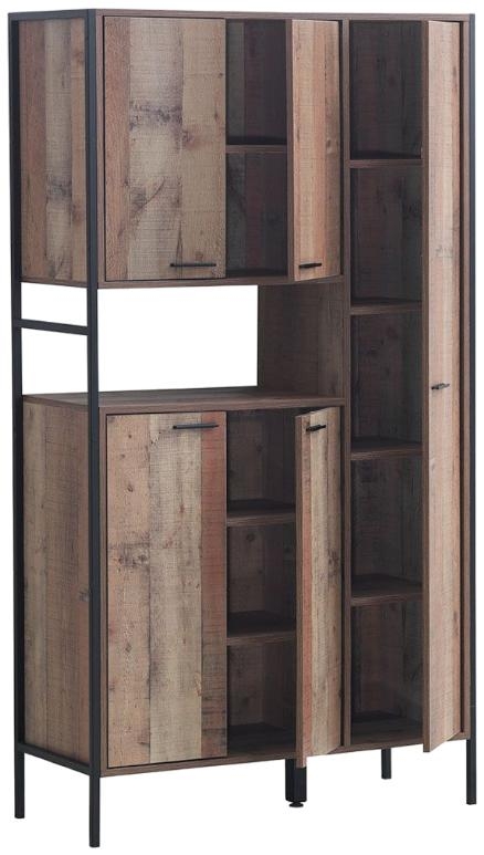 Industrial Rustic Oak Effect 5 Door Kitchen Cabinet