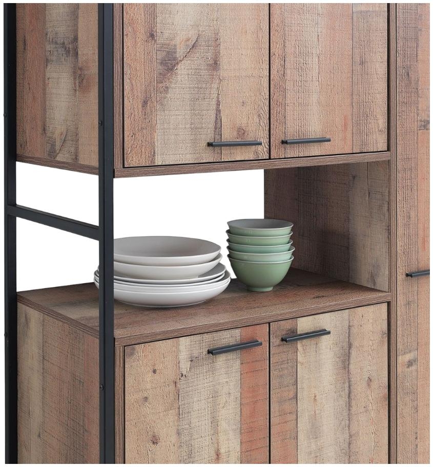 Industrial Rustic Oak Effect 5 Door Kitchen Cabinet