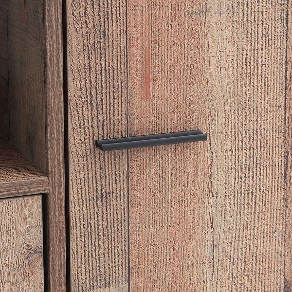 Industrial Rustic Oak Effect 5 Door Kitchen Cabinet