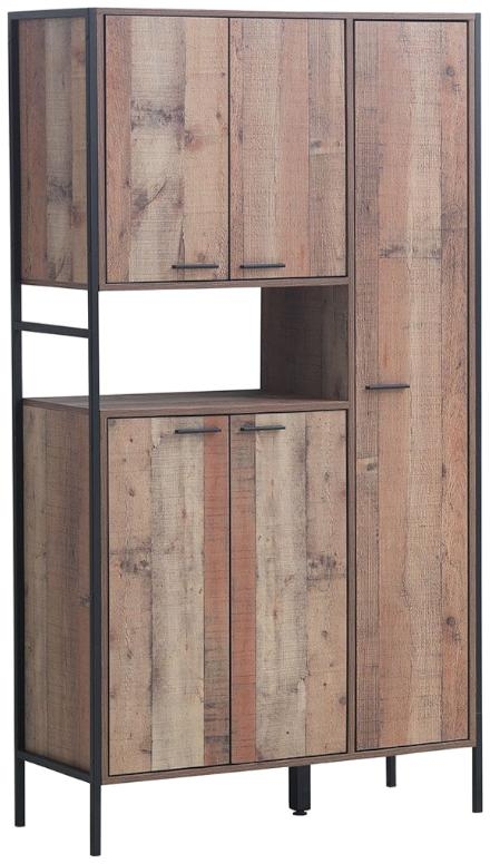 Industrial Rustic Oak Effect 5 Door Kitchen Cabinet