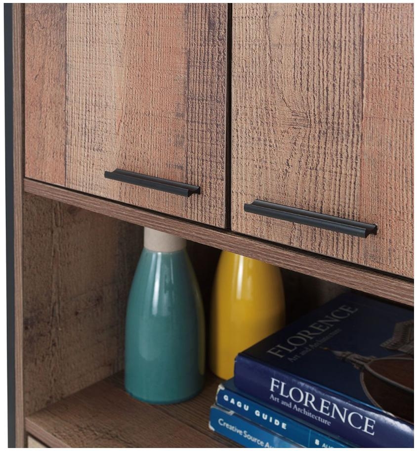 Industrial Rustic Oak Effect Tall Storage Cabinet