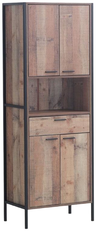 Industrial Rustic Oak Effect Tall Storage Cabinet