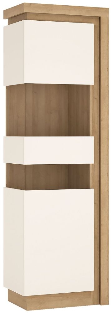 Lyon Oak Effect Narrow Display Cabinet - LHD