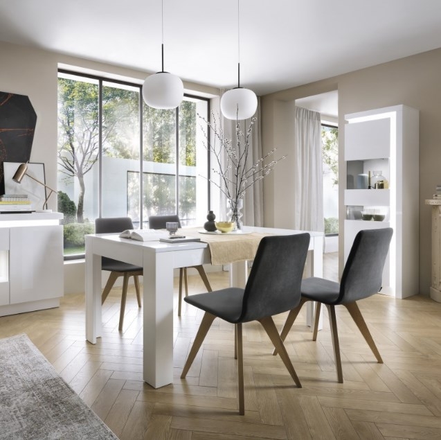 Lyon White Gloss Narrow Display Cabinet - LHD