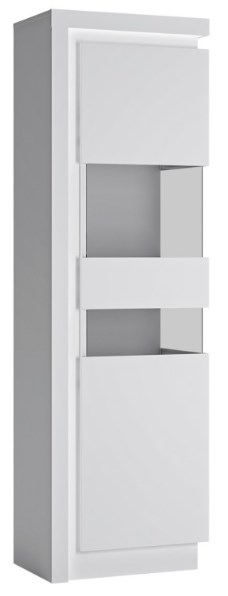 Lyon White Gloss Narrow Display Cabinet - RHD
