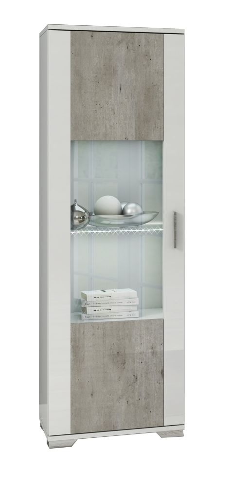 Messina White and Grey 1 Door Display Cabinet LHF