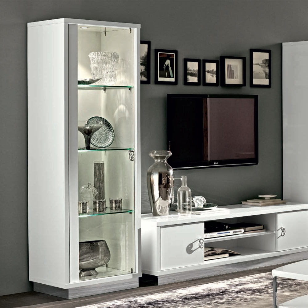 Roma Vitrine - 1 Door - Glamuor - White