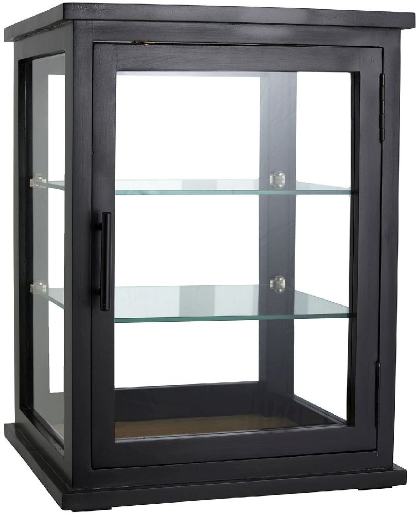 Arno Display Cabinet - 1 Door - Black - Mango Wood