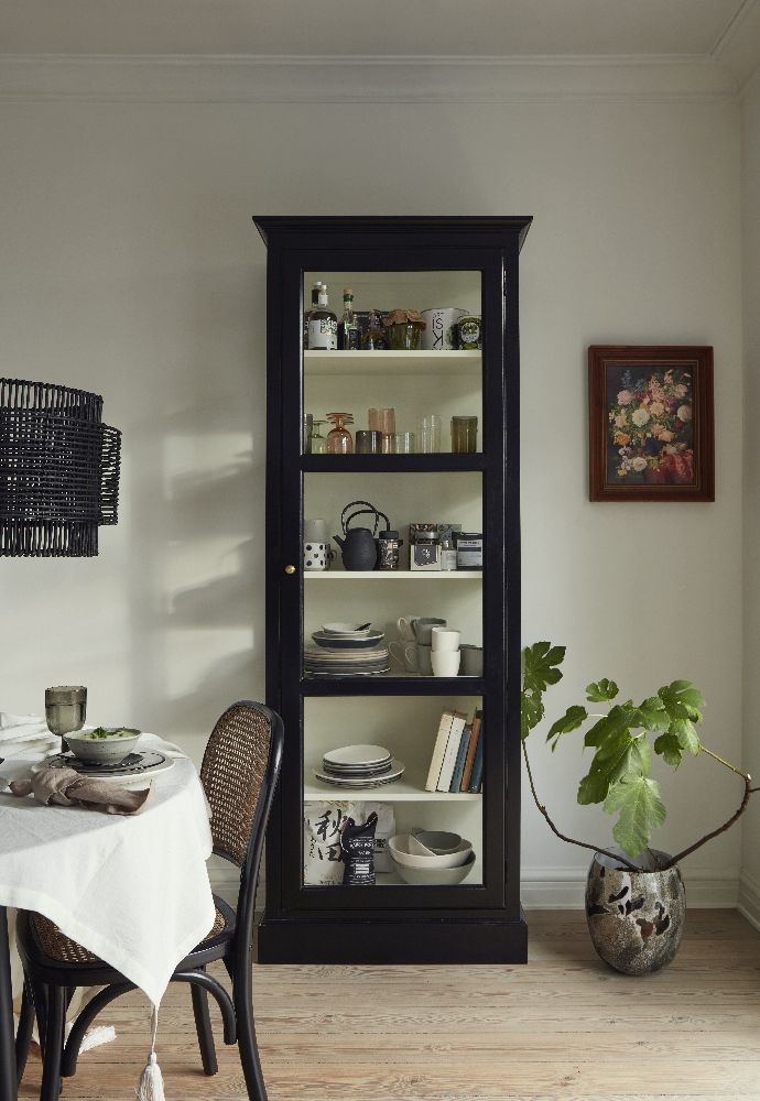 Classic Display Cabinet - 1 Door - Black - Mango Wood