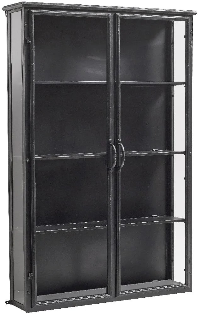 Downtown Black 2 Door Glass Wide Wall Display Cabinet