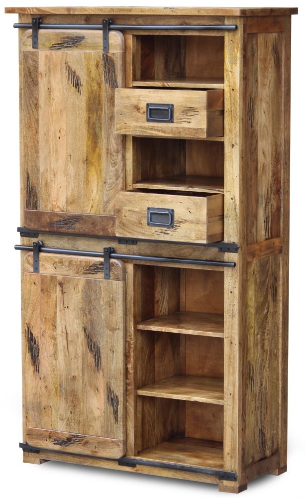 Renwal Works Industrial Style Wooden 2 Door Display Cabinet