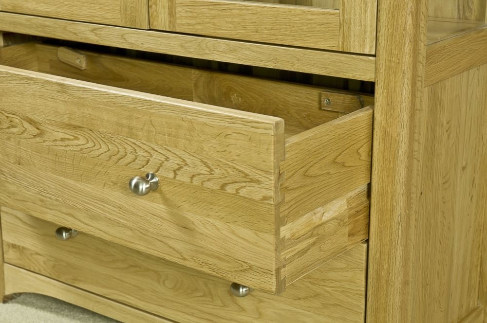 Shaker Display Cabinet - 2 Door - 2 Drawer - Large - Oak