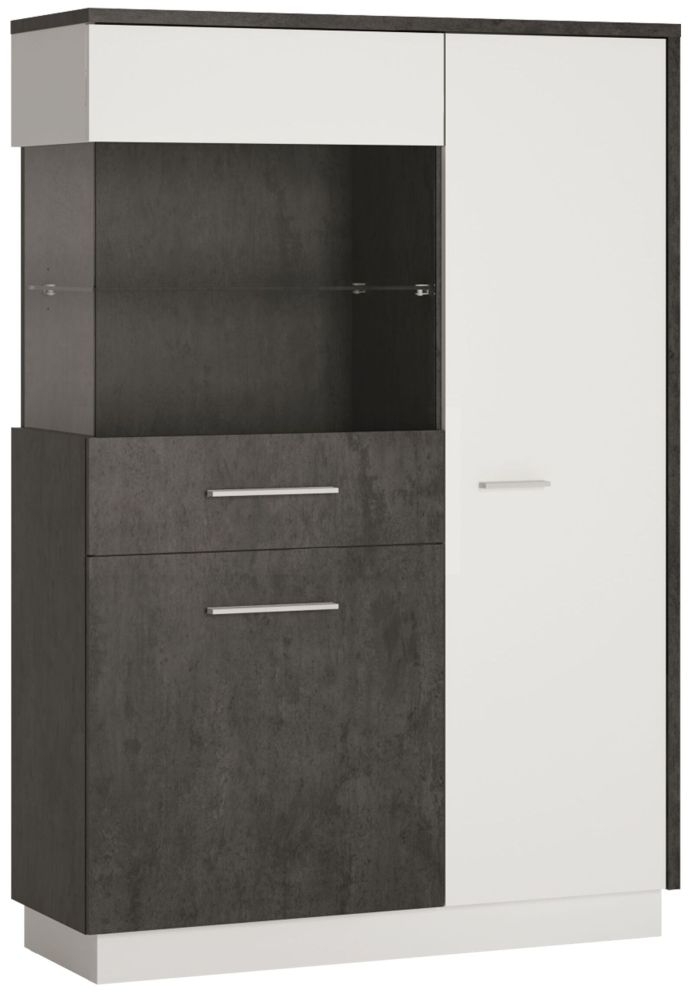 Zingaro Grey and White Low Display Cabinet - LHF