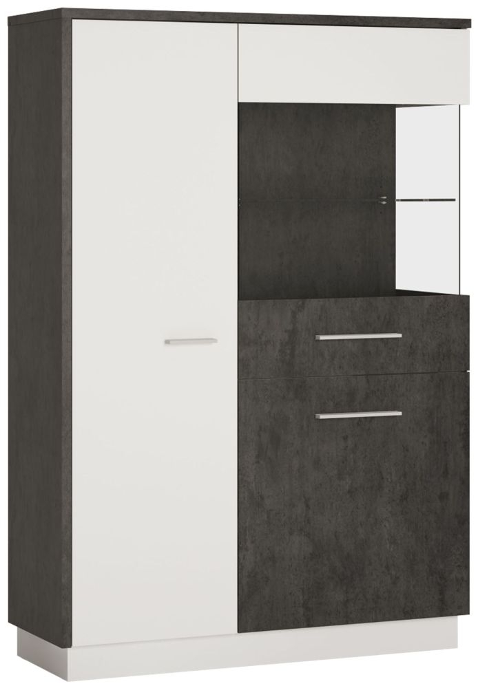 Zingaro Grey and White Low Display Cabinet - RHF