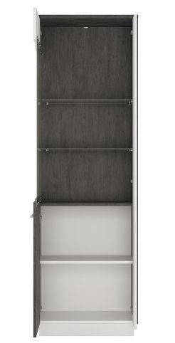 Zingaro Grey and White Tall Glazed Display Cabinet - LHF