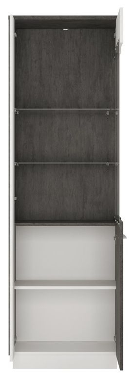 Zingaro Grey and White Tall Glazed Display Cabinet - RHF