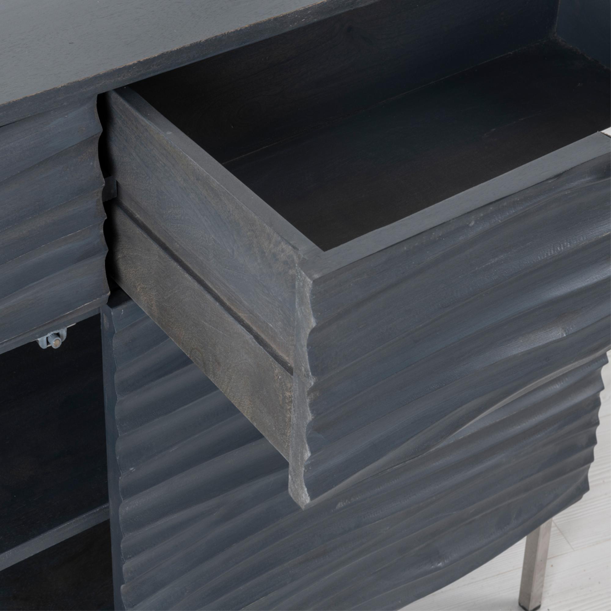 Clearance - Ripple Small Sideboard - 120cm - 2 Door - Grey Wave Mango Wood