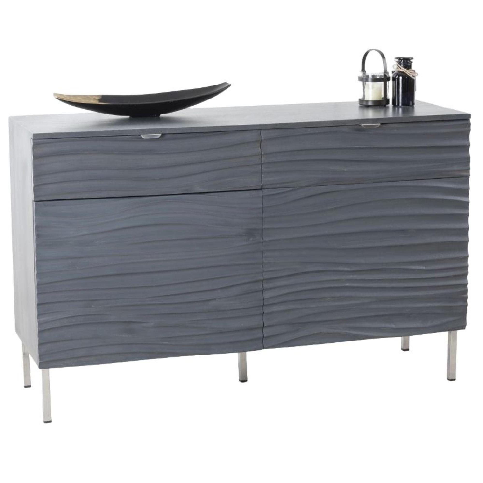 Clearance - Ripple Small Sideboard - 120cm - 2 Door - Grey Wave Mango Wood