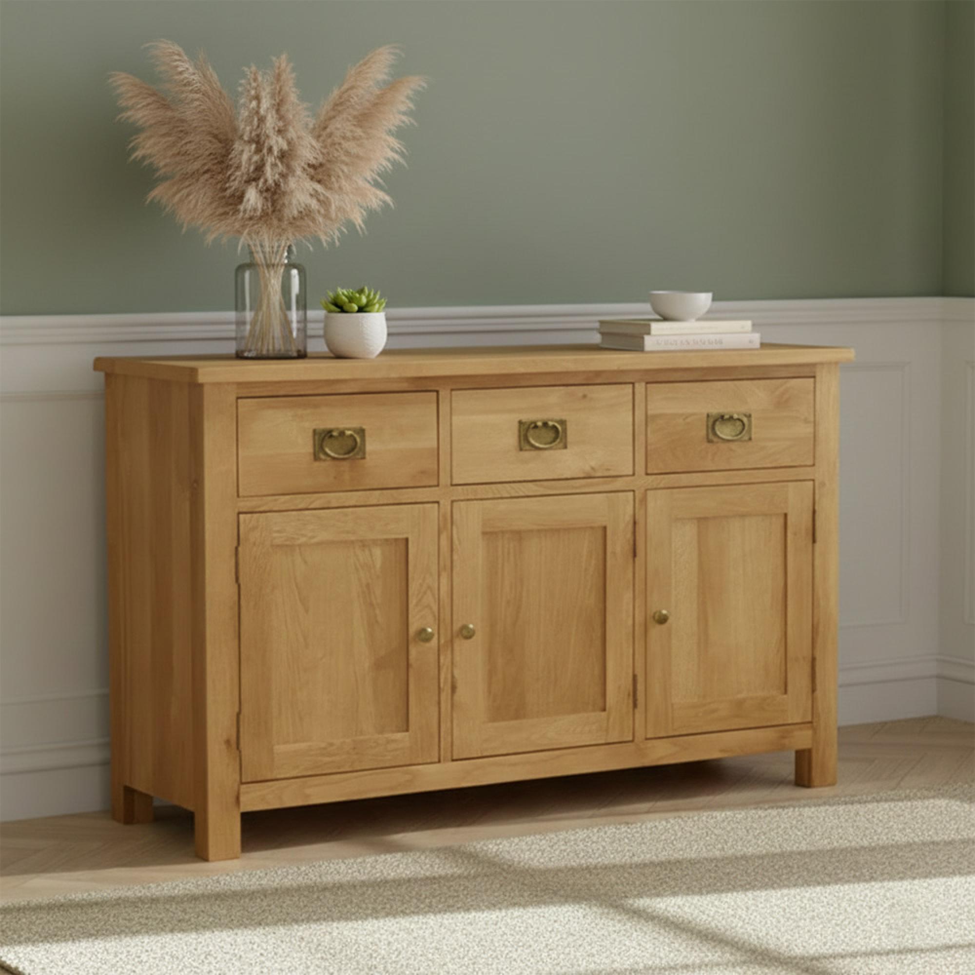 Salisbury Lite Oak 3 Door Medium Sideboard - 130cm