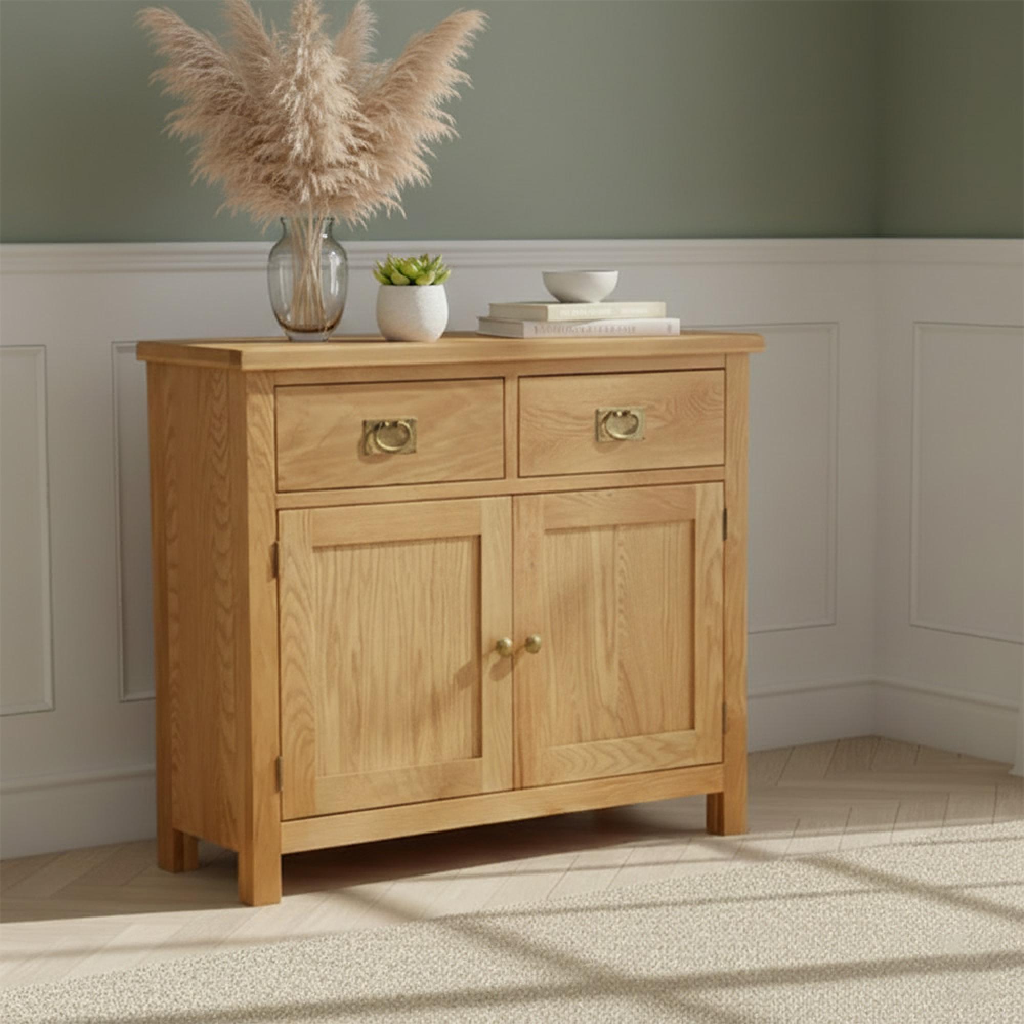 Salisbury Lite Oak 2 Door Small Sideboard - 100cm