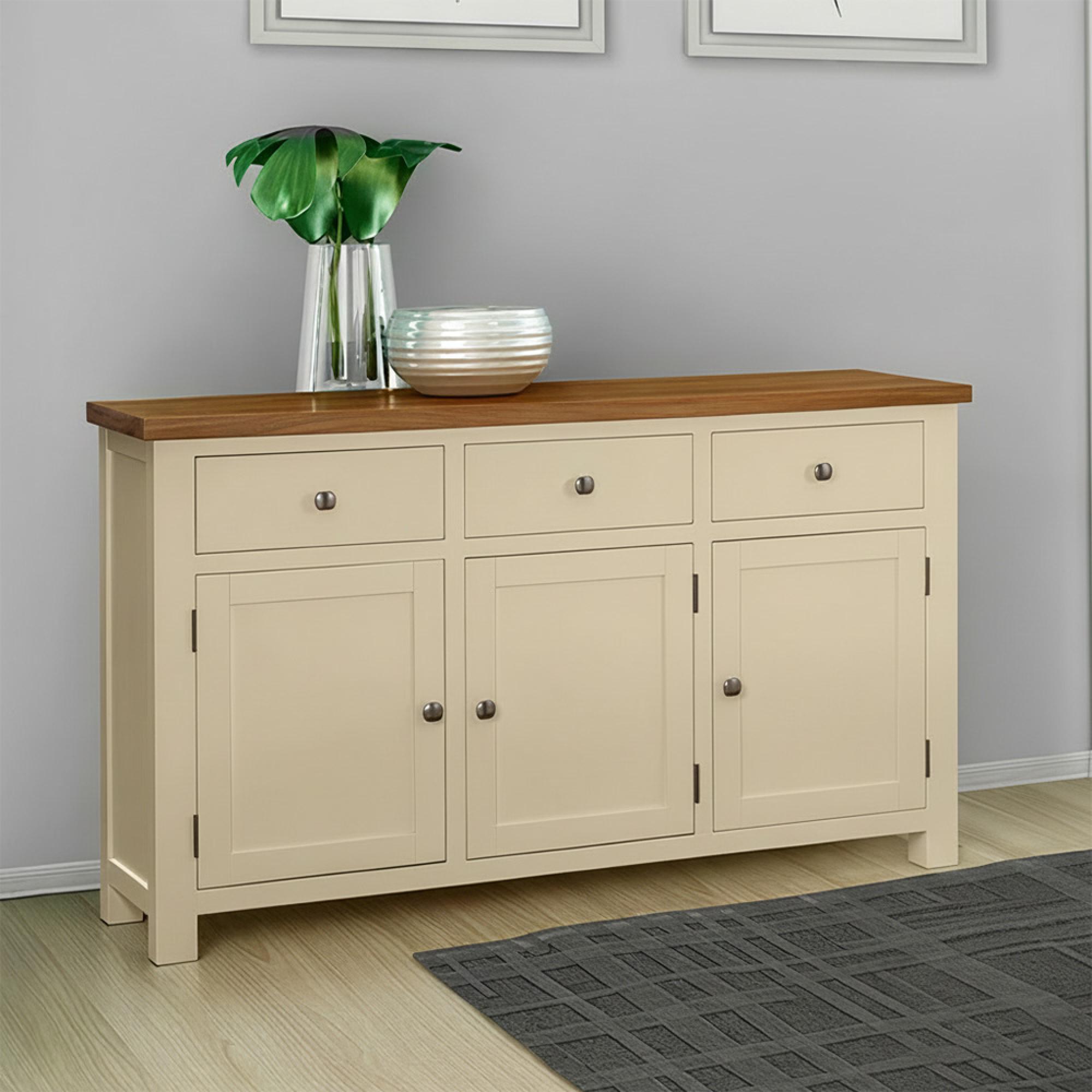 Lundy Ivory Painted Medium 3 Door Sideboard