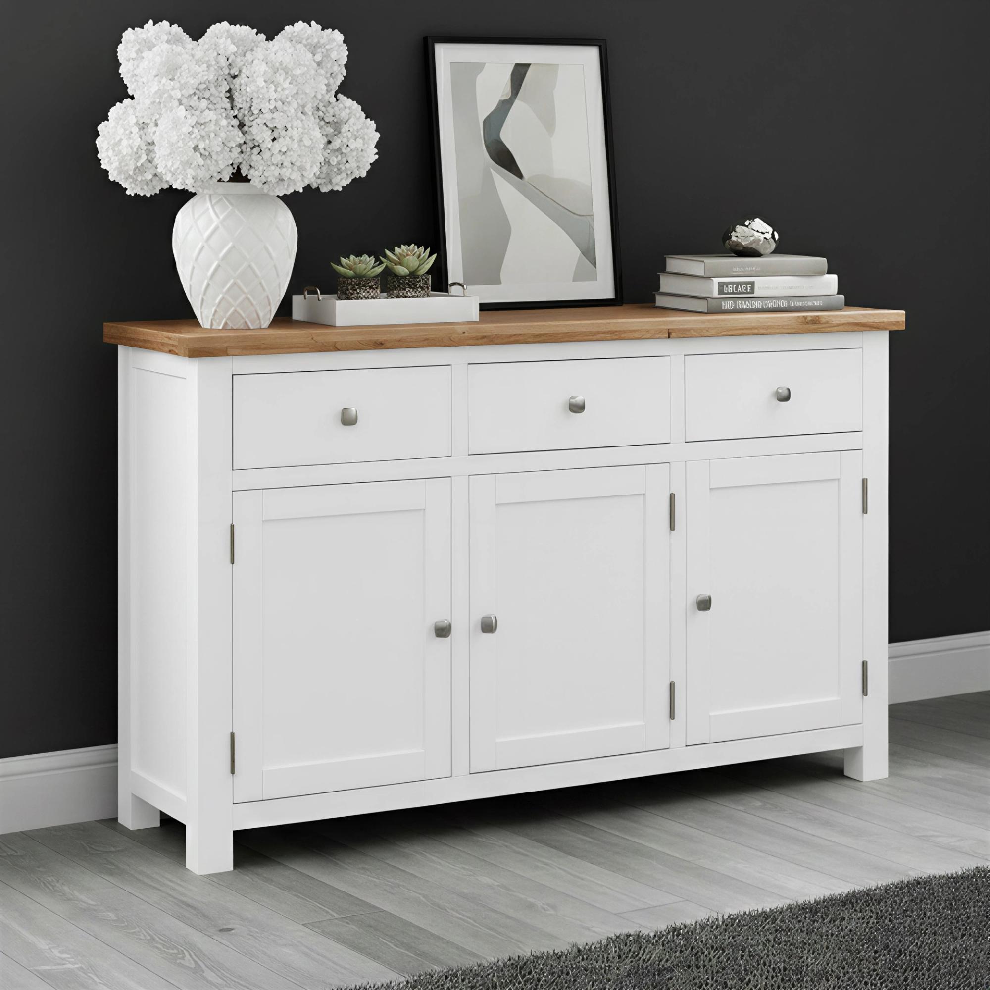 Lundy White Painted Medium 3 Door Sideboard