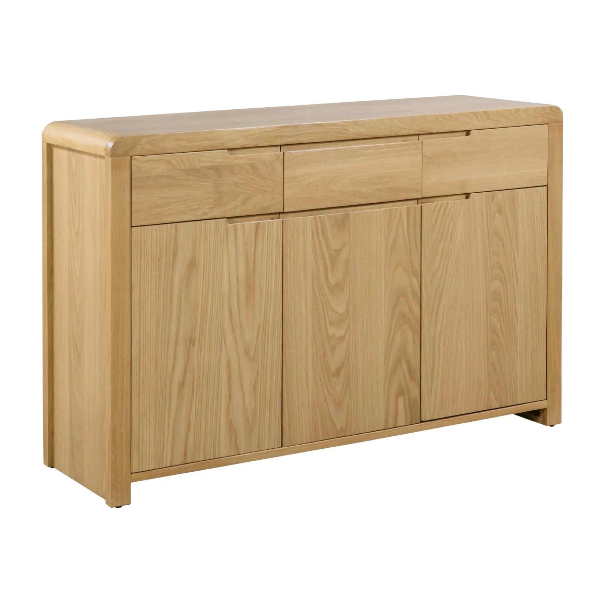 Curve Sideboard - 130cm - 3 Door - Medium - Oak