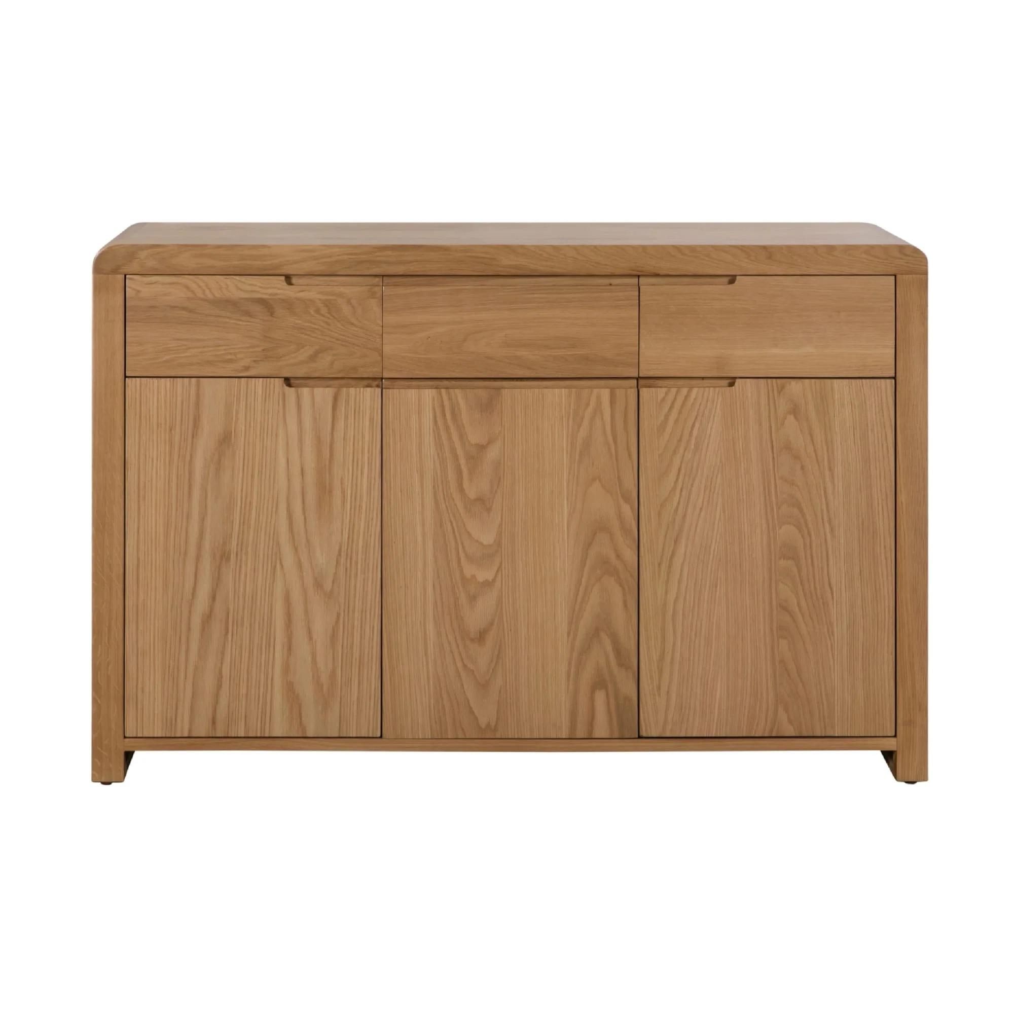 Curve Sideboard - 130cm - 3 Door - Medium - Oak