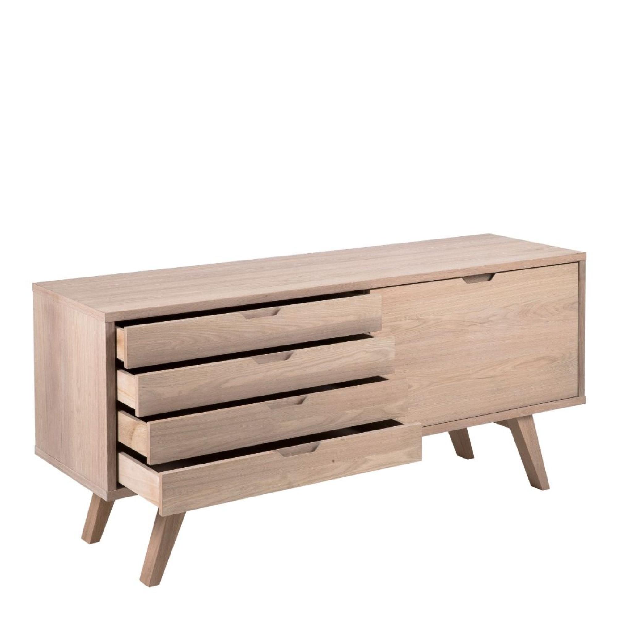 A-Line White Oak 4 Drawer Large Sideboard