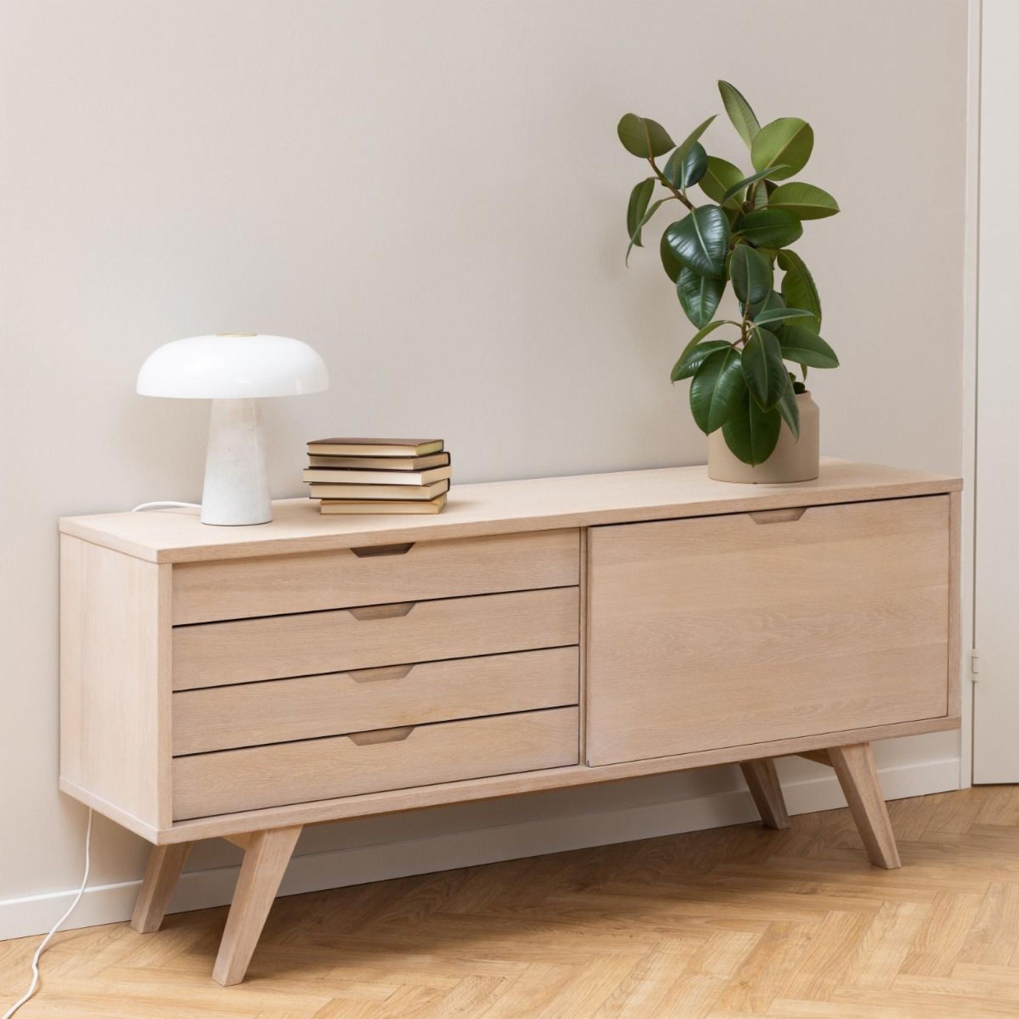 A-Line White Oak 4 Drawer Large Sideboard