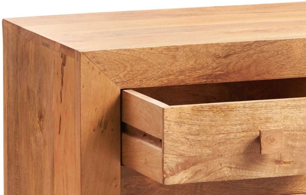 Ajmer Light Mango Wood 135cm Medium 3 Door Sideboard